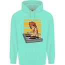 DJ Decks Vinyl Only Funny DJing Turntable Mens 80% Cotton Hoodie Peppermint