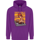 DJ Decks Vinyl Only Funny DJing Turntable Mens 80% Cotton Hoodie Purple