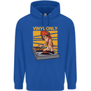 DJ Decks Vinyl Only Funny DJing Turntable Mens 80% Cotton Hoodie Royal Blue