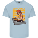 DJ Decks Vinyl Only Funny DJing Turntable Mens Cotton T-Shirt Tee Top Light Blue