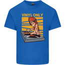 DJ Decks Vinyl Only Funny DJing Turntable Mens Cotton T-Shirt Tee Top Royal Blue