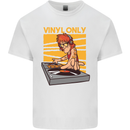 DJ Decks Vinyl Only Funny DJing Turntable Mens Cotton T-Shirt Tee Top White