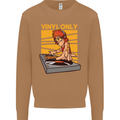 DJ Decks Vinyl Only Funny DJing Turntable Mens Sweatshirt Jumper Caramel Latte