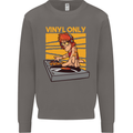DJ Decks Vinyl Only Funny DJing Turntable Mens Sweatshirt Jumper Charcoal