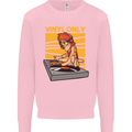 DJ Decks Vinyl Only Funny DJing Turntable Mens Sweatshirt Jumper Light Pink