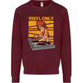 DJ Decks Vinyl Only Funny DJing Turntable Mens Sweatshirt Jumper Maroon