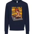 DJ Decks Vinyl Only Funny DJing Turntable Mens Sweatshirt Jumper Navy Blue