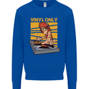 DJ Decks Vinyl Only Funny DJing Turntable Mens Sweatshirt Jumper Royal Blue