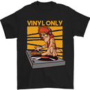 DJ Decks Vinyl Only Funny DJing Turntable Mens T-Shirt Cotton Gildan Black
