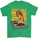 DJ Decks Vinyl Only Funny DJing Turntable Mens T-Shirt Cotton Gildan Irish Green