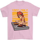 DJ Decks Vinyl Only Funny DJing Turntable Mens T-Shirt Cotton Gildan Light Pink