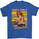 DJ Decks Vinyl Only Funny DJing Turntable Mens T-Shirt Cotton Gildan Royal Blue