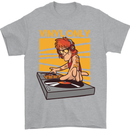DJ Decks Vinyl Only Funny DJing Turntable Mens T-Shirt Cotton Gildan Sports Grey