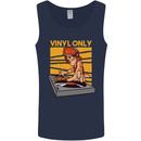 DJ Decks Vinyl Only Funny DJing Turntable Mens Vest Tank Top Navy Blue