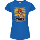 DJ Decks Vinyl Only Funny DJing Turntable Womens Petite Cut T-Shirt Royal Blue
