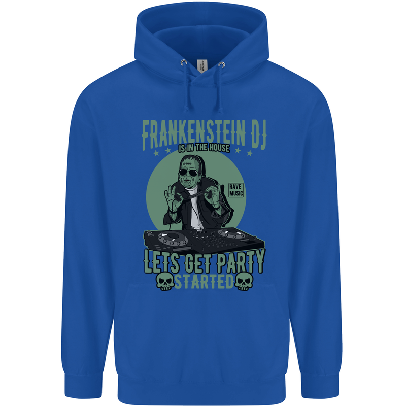 DJ Frankenstein Funny Music Vinyl Halloween Childrens Kids Hoodie Royal Blue