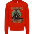 DJ Frankenstein Funny Music Vinyl Halloween Kids Sweatshirt Jumper Bright Red