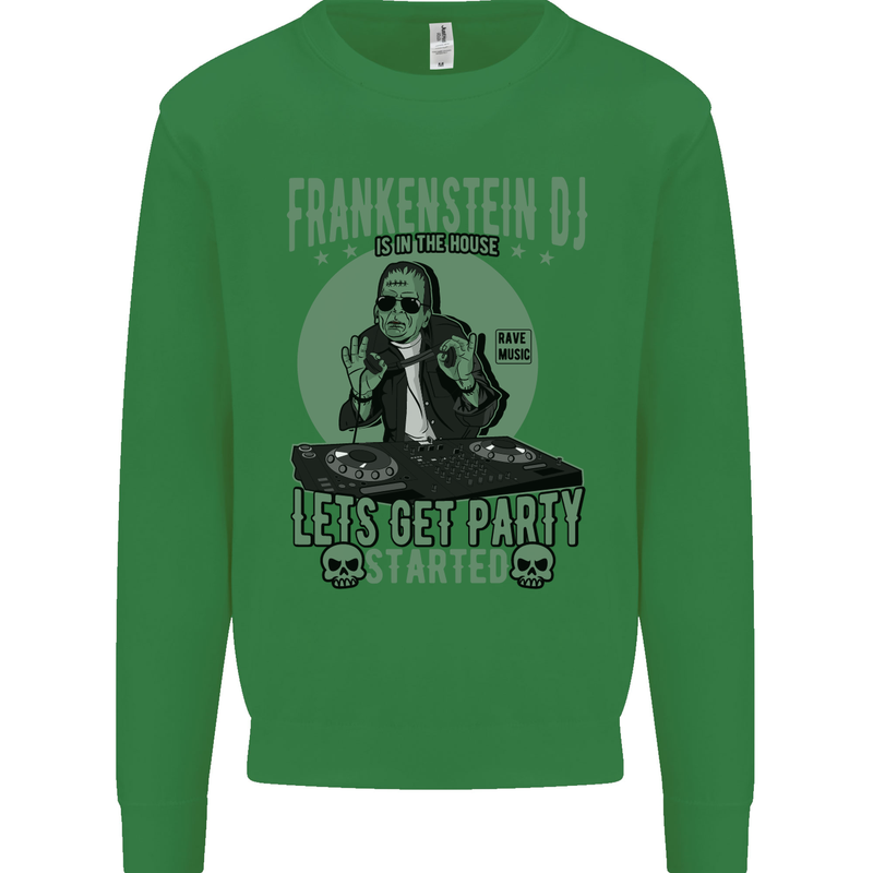 DJ Frankenstein Funny Music Vinyl Halloween Kids Sweatshirt Jumper Irish Green