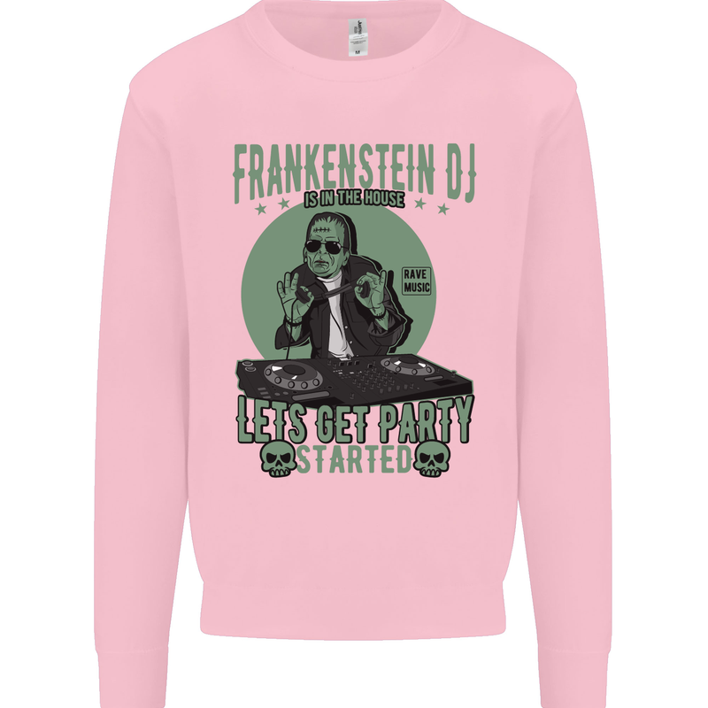 DJ Frankenstein Funny Music Vinyl Halloween Kids Sweatshirt Jumper Light Pink