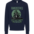 DJ Frankenstein Funny Music Vinyl Halloween Kids Sweatshirt Jumper Navy Blue