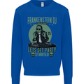 DJ Frankenstein Funny Music Vinyl Halloween Kids Sweatshirt Jumper Royal Blue