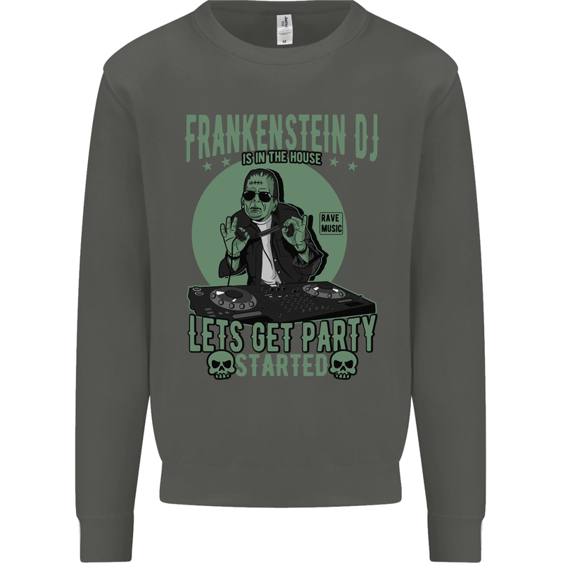 DJ Frankenstein Funny Music Vinyl Halloween Kids Sweatshirt Jumper Storm Grey