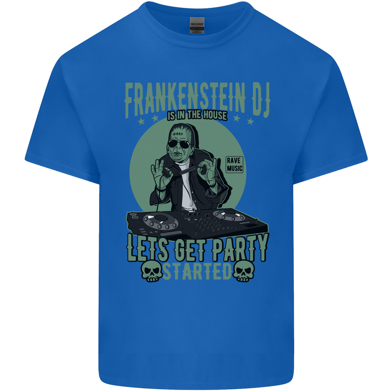 DJ Frankenstein Funny Music Vinyl Halloween Kids T-Shirt Childrens Royal Blue