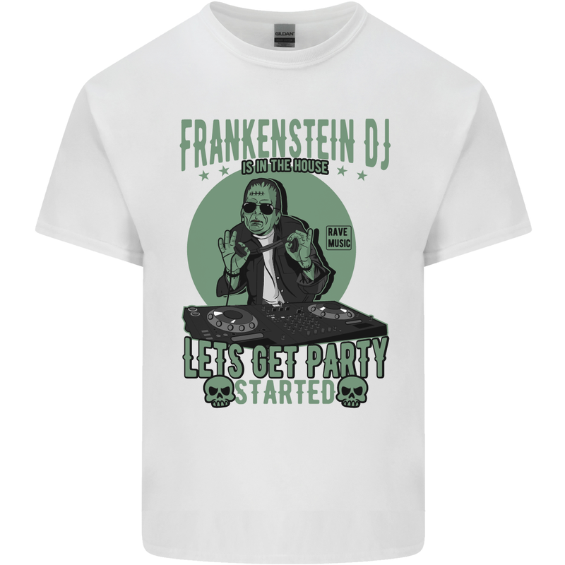 DJ Frankenstein Funny Music Vinyl Halloween Kids T-Shirt Childrens White