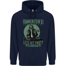 DJ Frankenstein Funny Music Vinyl Halloween Mens 80% Cotton Hoodie Navy Blue