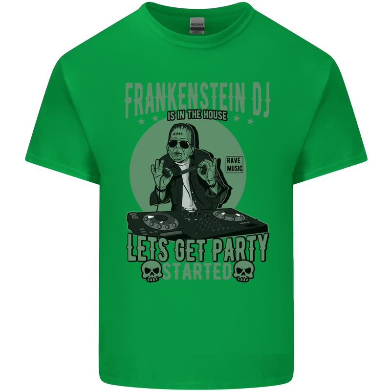 DJ Frankenstein Funny Music Vinyl Halloween Mens Cotton T-Shirt Tee Top Irish Green