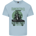 DJ Frankenstein Funny Music Vinyl Halloween Mens Cotton T-Shirt Tee Top Light Blue