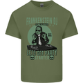 DJ Frankenstein Funny Music Vinyl Halloween Mens Cotton T-Shirt Tee Top Military Green