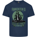 DJ Frankenstein Funny Music Vinyl Halloween Mens Cotton T-Shirt Tee Top Navy Blue