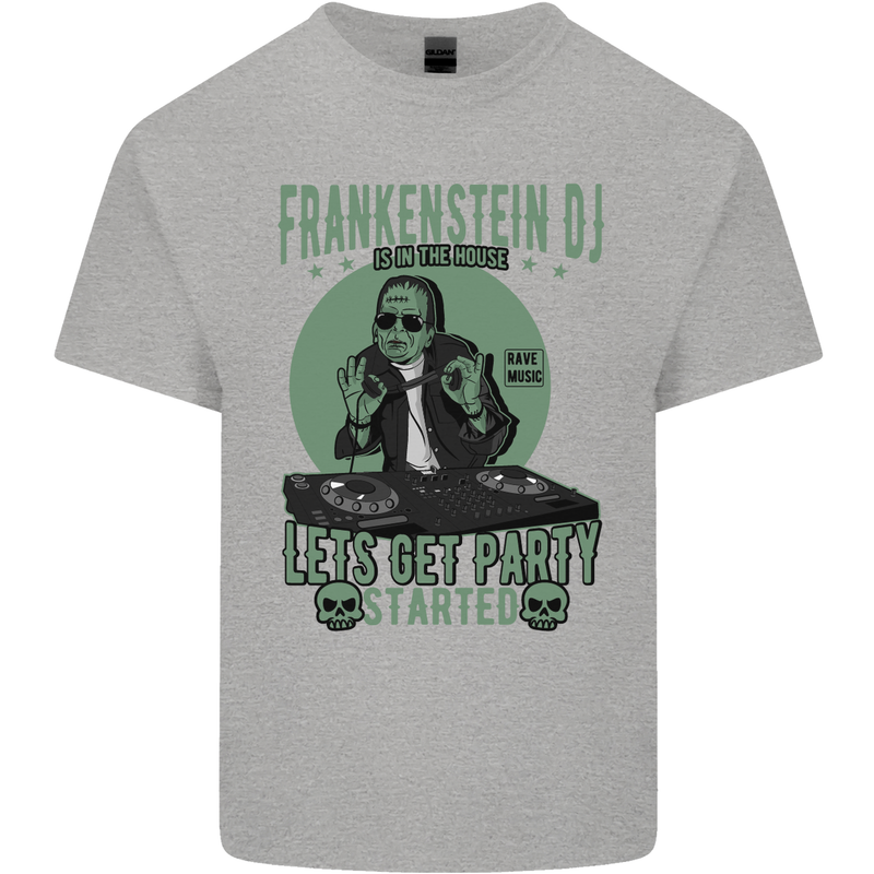 DJ Frankenstein Funny Music Vinyl Halloween Mens Cotton T-Shirt Tee Top Sports Grey