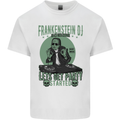 DJ Frankenstein Funny Music Vinyl Halloween Mens Cotton T-Shirt Tee Top White