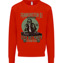 DJ Frankenstein Funny Music Vinyl Halloween Mens Sweatshirt Jumper Bright Red