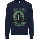DJ Frankenstein Funny Music Vinyl Halloween Mens Sweatshirt Jumper Navy Blue