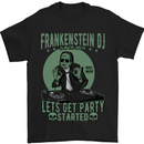 DJ Frankenstein Funny Music Vinyl Halloween Mens T-Shirt Cotton Gildan Black