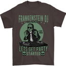 DJ Frankenstein Funny Music Vinyl Halloween Mens T-Shirt Cotton Gildan Dark Chocolate