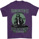 DJ Frankenstein Funny Music Vinyl Halloween Mens T-Shirt Cotton Gildan Purple