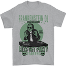 DJ Frankenstein Funny Music Vinyl Halloween Mens T-Shirt Cotton Gildan Sports Grey