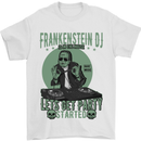 DJ Frankenstein Funny Music Vinyl Halloween Mens T-Shirt Cotton Gildan White
