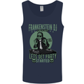 DJ Frankenstein Funny Music Vinyl Halloween Mens Vest Tank Top Navy Blue