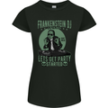 DJ Frankenstein Funny Music Vinyl Halloween Womens Petite Cut T-Shirt Black