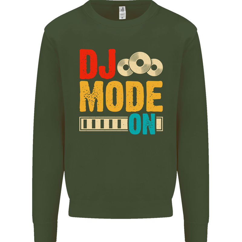 DJ Mode On DJing Music Kids Sweatshirt Jumper Forest Green