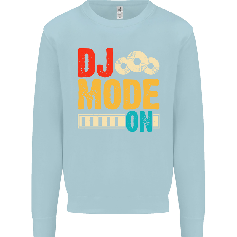 DJ Mode On DJing Music Kids Sweatshirt Jumper Light Blue