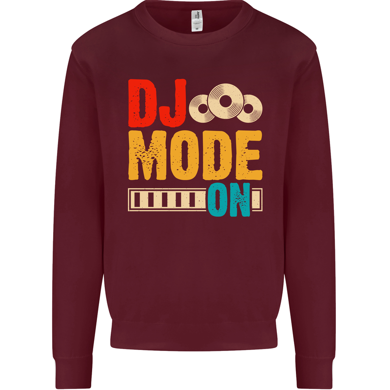 DJ Mode On DJing Music Kids Sweatshirt Jumper Maroon