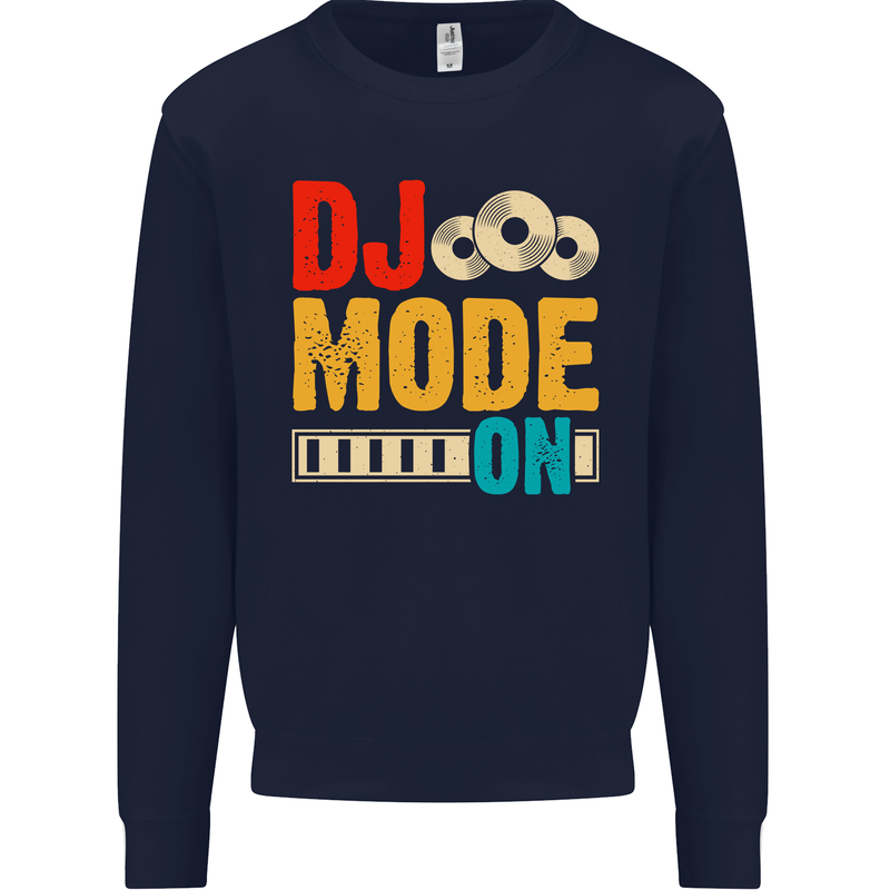 DJ Mode On DJing Music Kids Sweatshirt Jumper Navy Blue