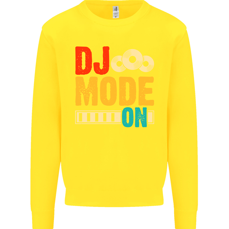 DJ Mode On DJing Music Kids Sweatshirt Jumper Yellow