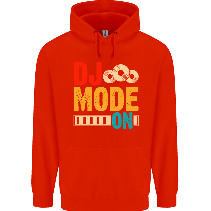 DJ Mode On DJing Music Mens 80% Cotton Hoodie Bright Red